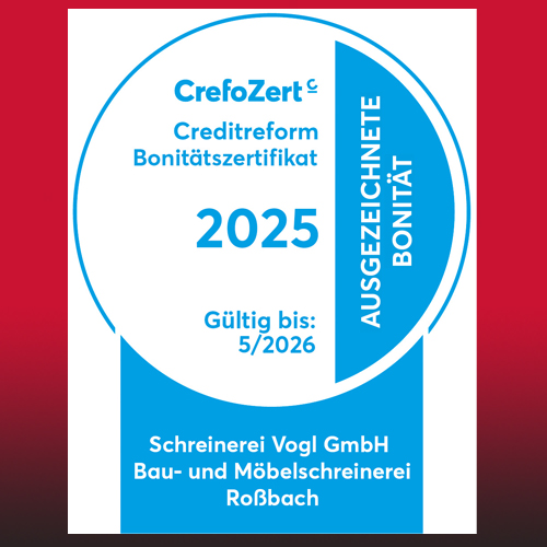 Crefo Zertifikat für Schreinerei Vogl